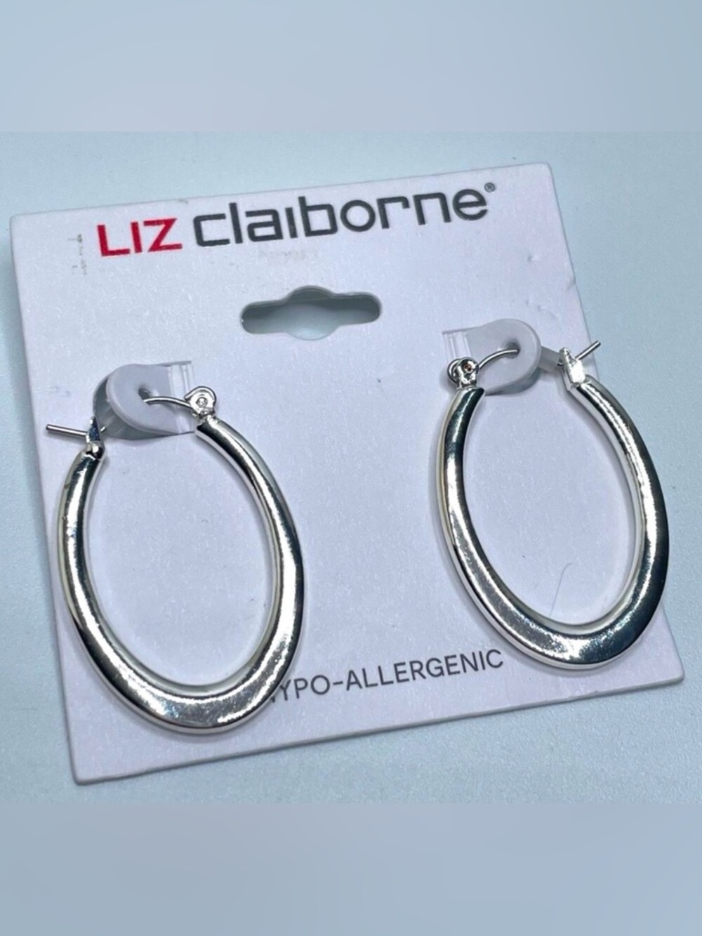 Liz Claiborne New Hypo-Allergenic Silver Tone Hoop Earrings Boho Statement